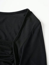 Contrast Mesh Ruched Bustier Flare Sleeve Bodysuit